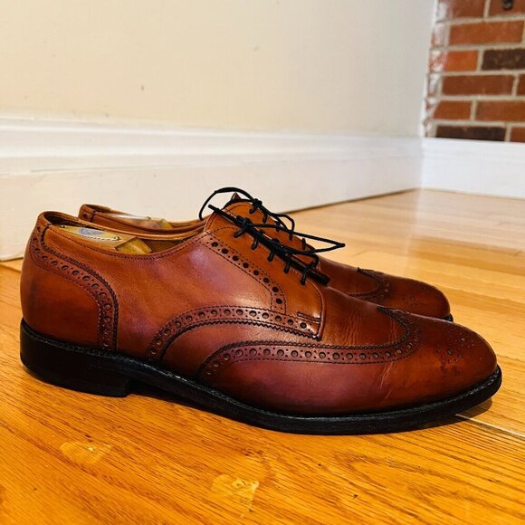 ALLEN EDMONDS Shoes Mens 10.5 D Ashland Walnut Brown Wingtip Oxford Derby - Picture 1 of 16